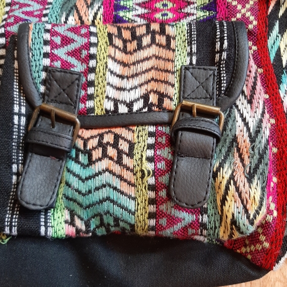 Boho Embroidered India Print Backpack Knapsack - Picture 2 of 6